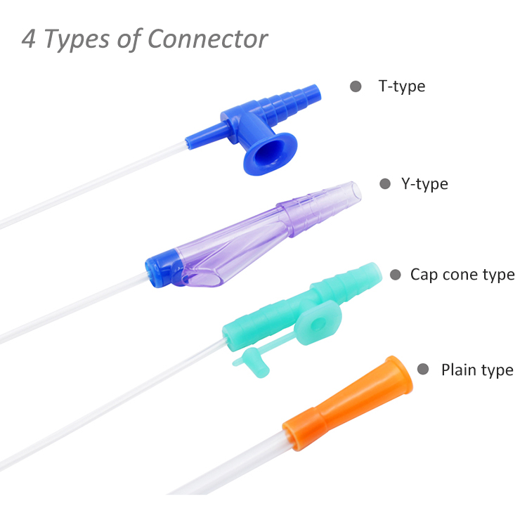 Suministros de tipo T de catéter de succión de PVC de grao médico desbotables (6)