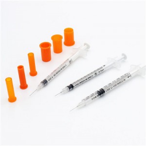 Bir martali ishlatiladigan qizil qopqoqli steril insulin shprits 1ml/0,5ml/0,3ml