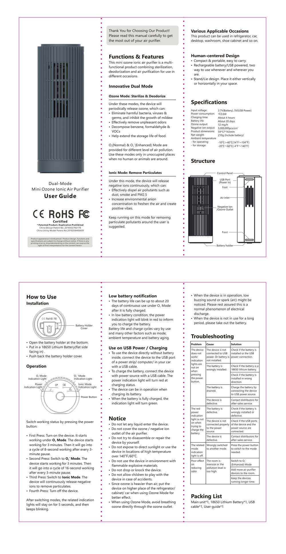 Fridge mini car shoe cabinet desktop car humidifier air purifier Negative Ion6